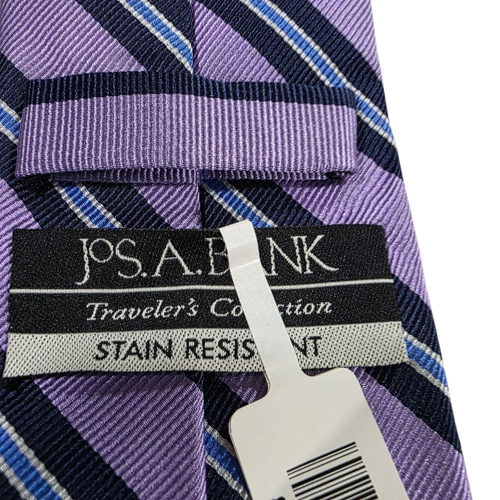 Jos. A. Bank Striped Silk Dress Tie Traveler's Collection Stain Resistant Purple - Picture 3 of 12